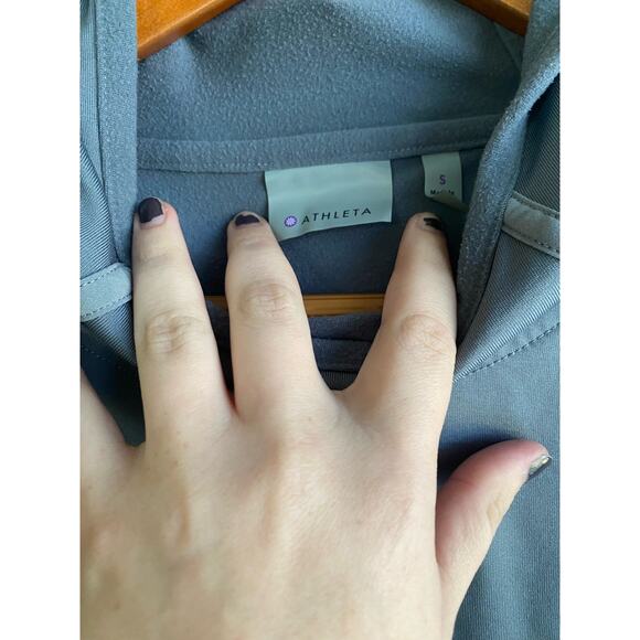 Athleta Plush Tech Gray Running Pullover Hooded Size Small Long Sleeve NEW - Picture 3 of 11